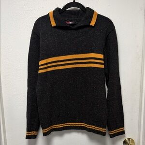 Vintage Stylish Black and Orange Striped Sweater